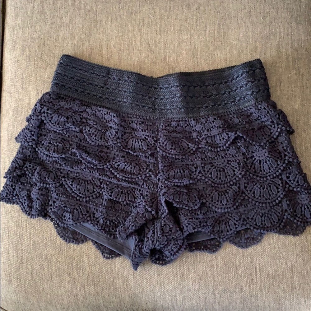 Navy blue crochet shorts